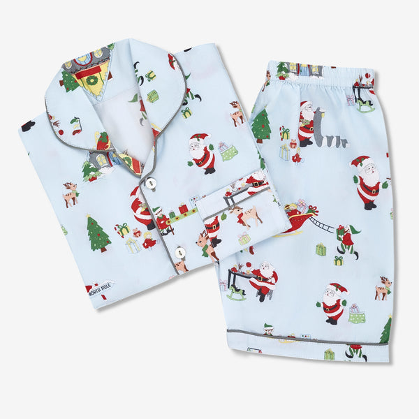 Santa's Workshop Shorts Set - Wintery Blue