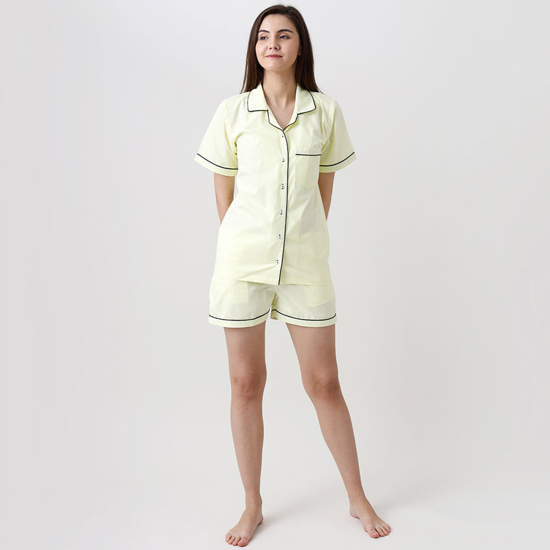 Women Sunshine Yellow Solid Shorts Set