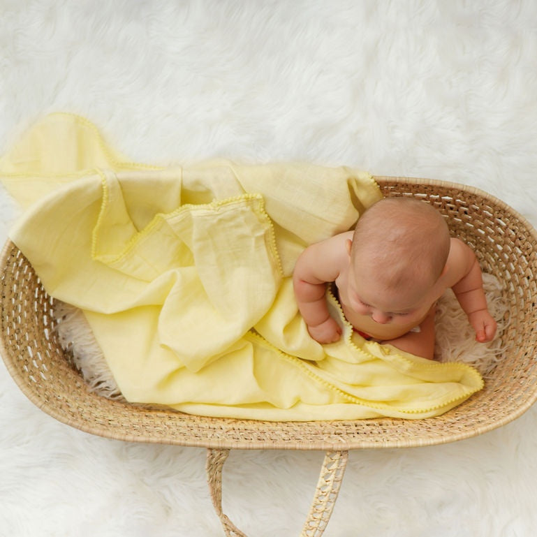 Yellow Pom Pom Swaddle